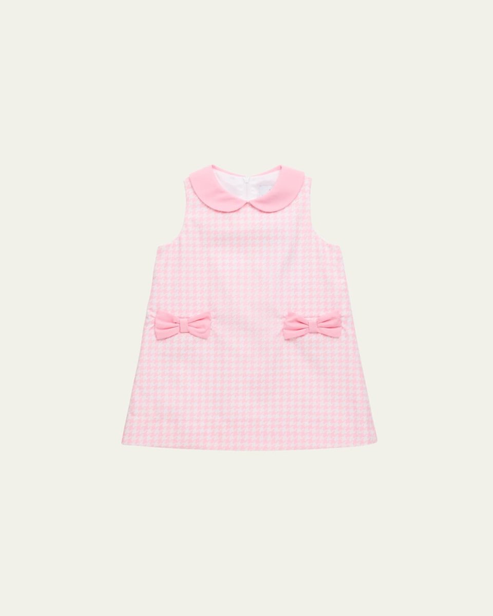 Girl's Houndstooth Dress with Bow Pockets, Size 2-6